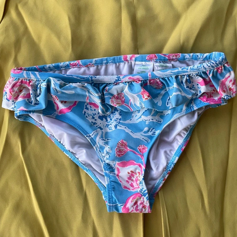 Lilly Pulitzer Blue and Pink Floral Bikini Bottom